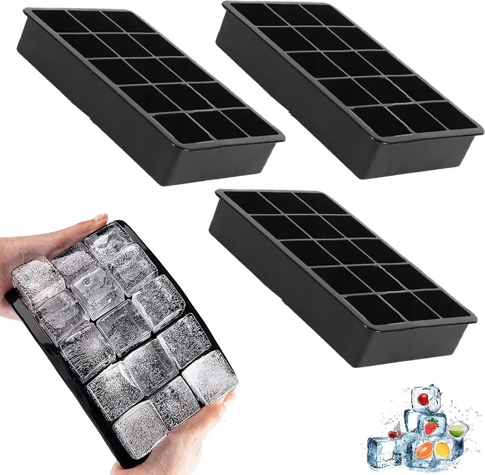 4x Jégformák szilikon jégforma jégkocka forma 15 db kocka