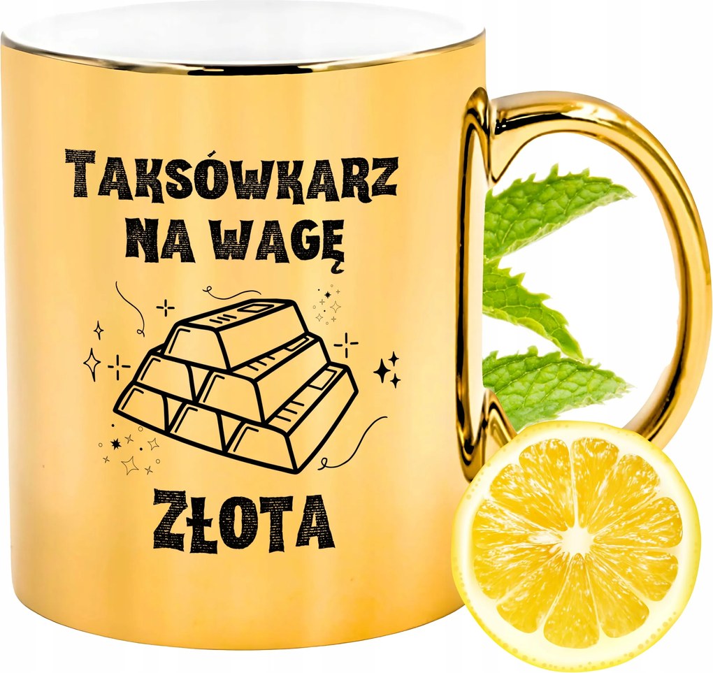 Prémium Arany Fényes Bögre Taxisofőr Ajándék Nyomtatott Fotó