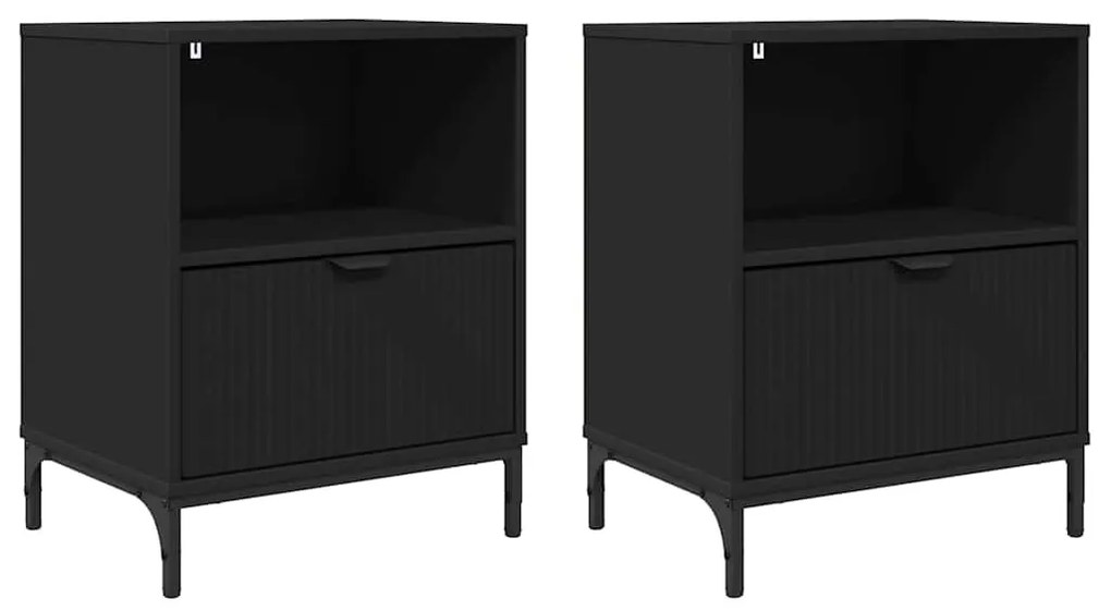 Éjjeliszekrények fiókkal 2 pcs Fekete 49 x 36 x 61 cm Faanyag