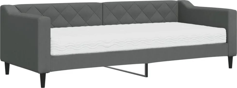 vidaXL sötétszürke szövet kanapéágy matraccal 80 x 200 cm