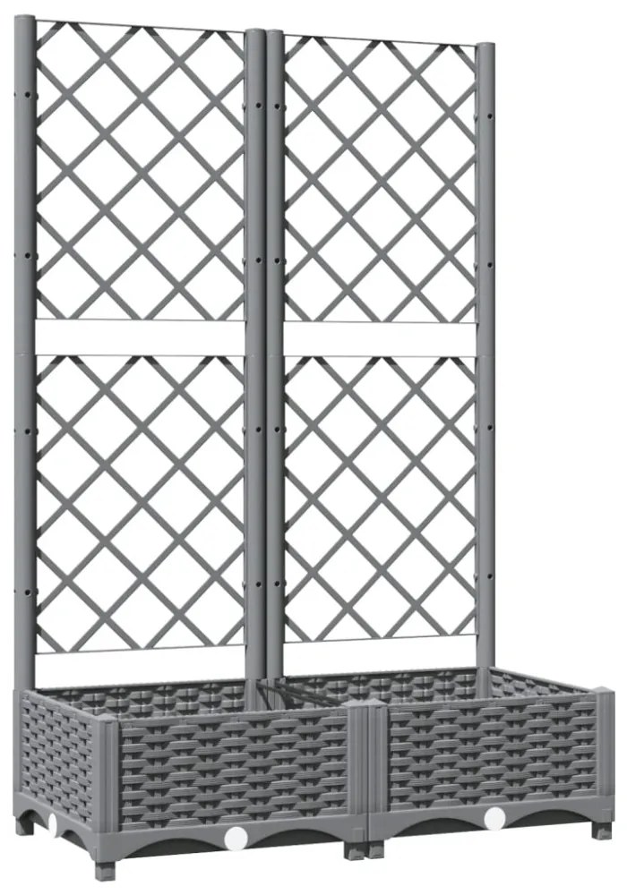 világosszürke PP rácsos kerti ültetőláda 80 x 40 x 121,5 cm