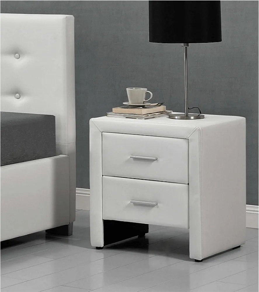 Éjjeliszekrény, ökobőrfehér, CASTEL