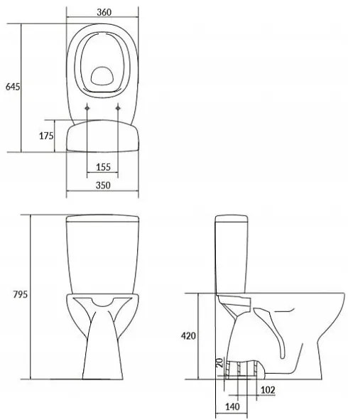 Cersanit ARTECO - WC kombi + antibakteriális ülőke lassan záródó funkcióval, függőleges hulladék, K667-076