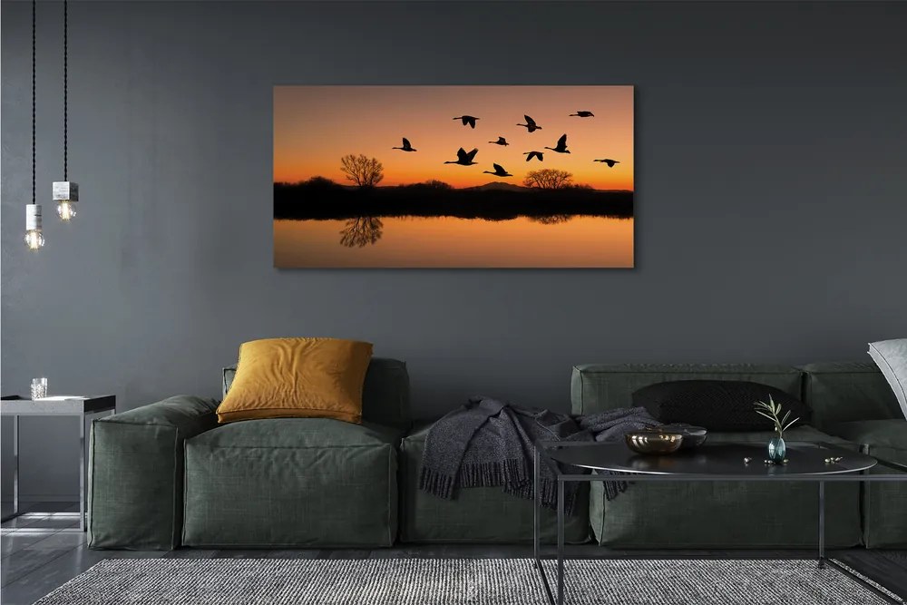 Canvas képek Repülő madarak naplemente 120x60 cm