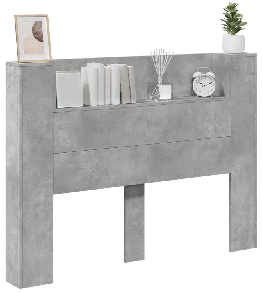 Fejtámla polcokkal Beton Szürke 140 x 16,5 x 103,5 cm Faanyag
