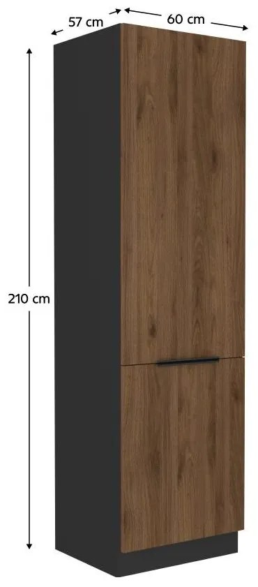 Konyhaszekrény beépített hűtőhöz Monzesa 60 LO 210 2F (okapi dió + fekete) . 1096970