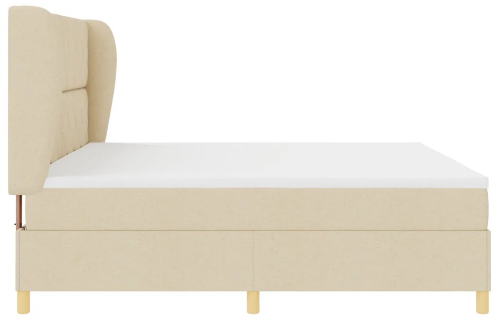 Krém Színű Boxspring Ágy Mattal 200x200 cm Textil