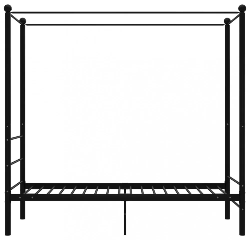 fekete fém baldachinos ágykeret 100 x 200 cm