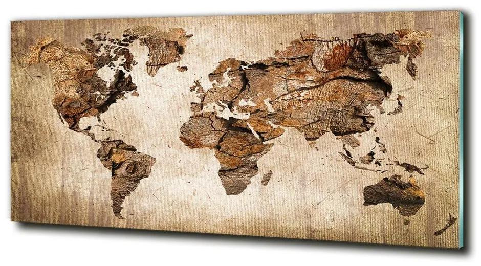 Fali üvegkép Térkép a világ fűrészáru cz-obglass-125x50-54299109