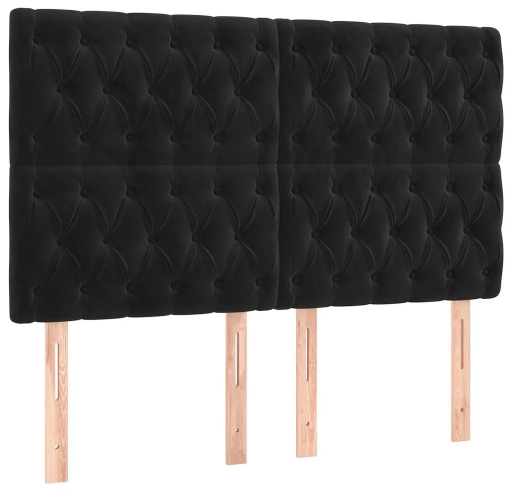 fekete bársony LED-es fejtámla 160x7x118/128 cm