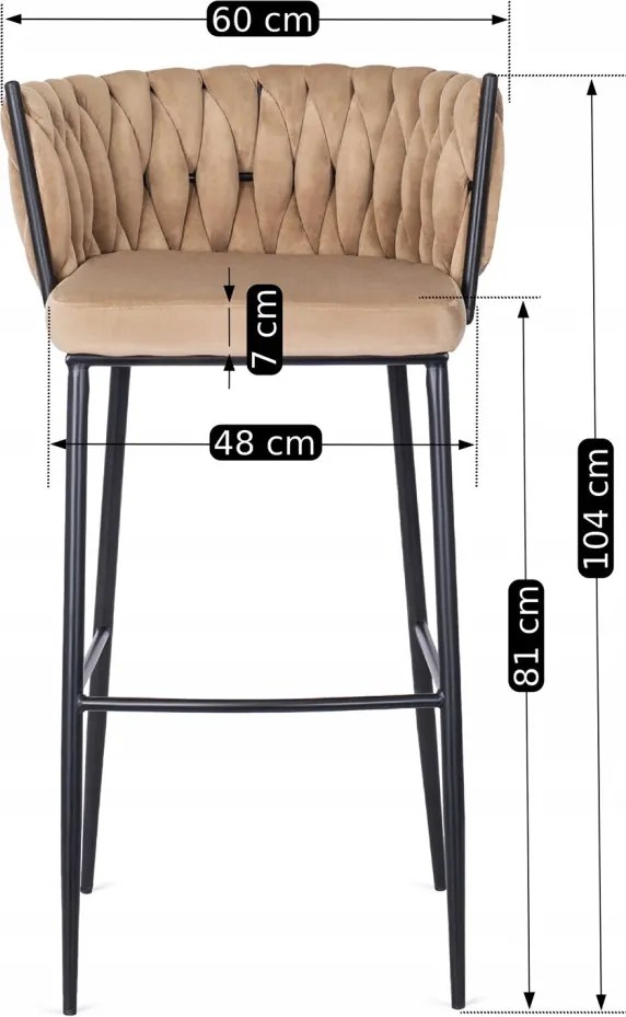 Bárszék bézs bársony, FLORES