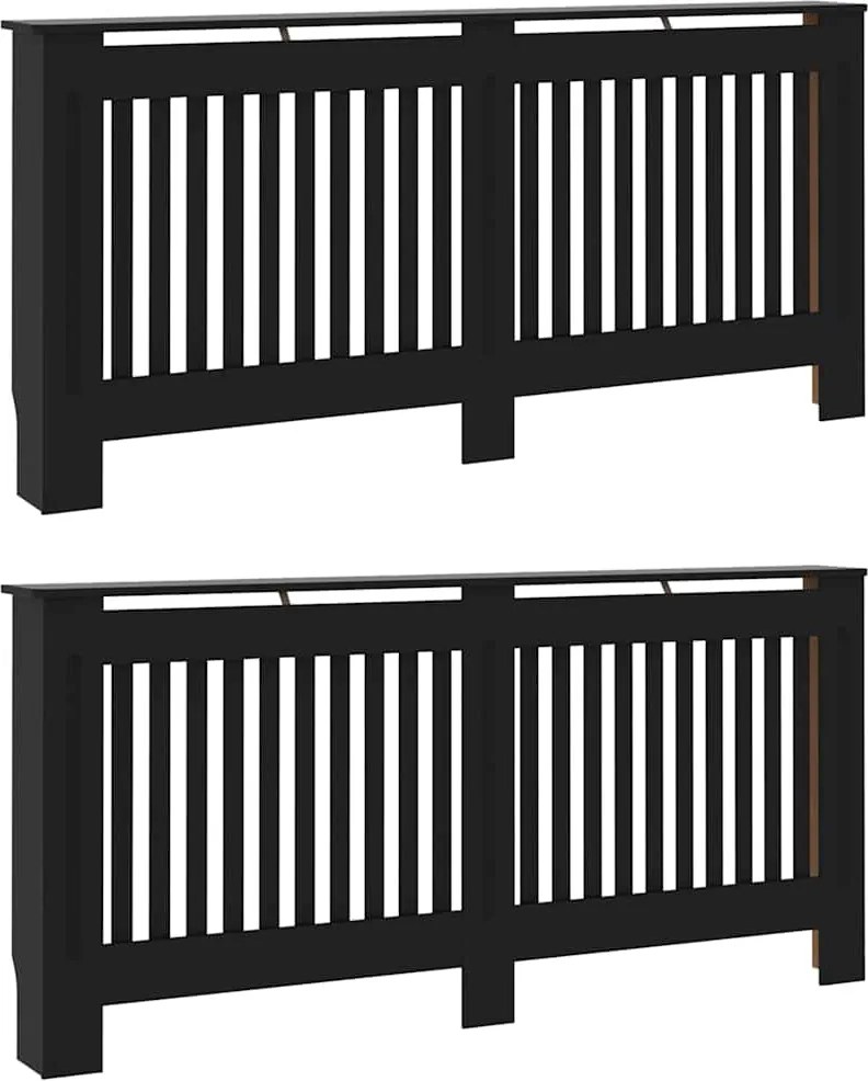 vidaXL Radiátor fedezék 2 pcs Fekete 172 x 19 x 81,5 cm Faanyag