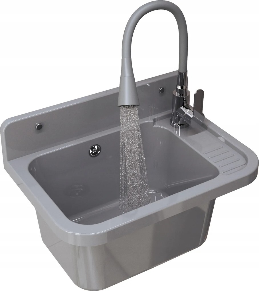 Műszaki Kamra Háztartási Mosogató Szürke Csaptelep Flexibilis Kifolyócsővel