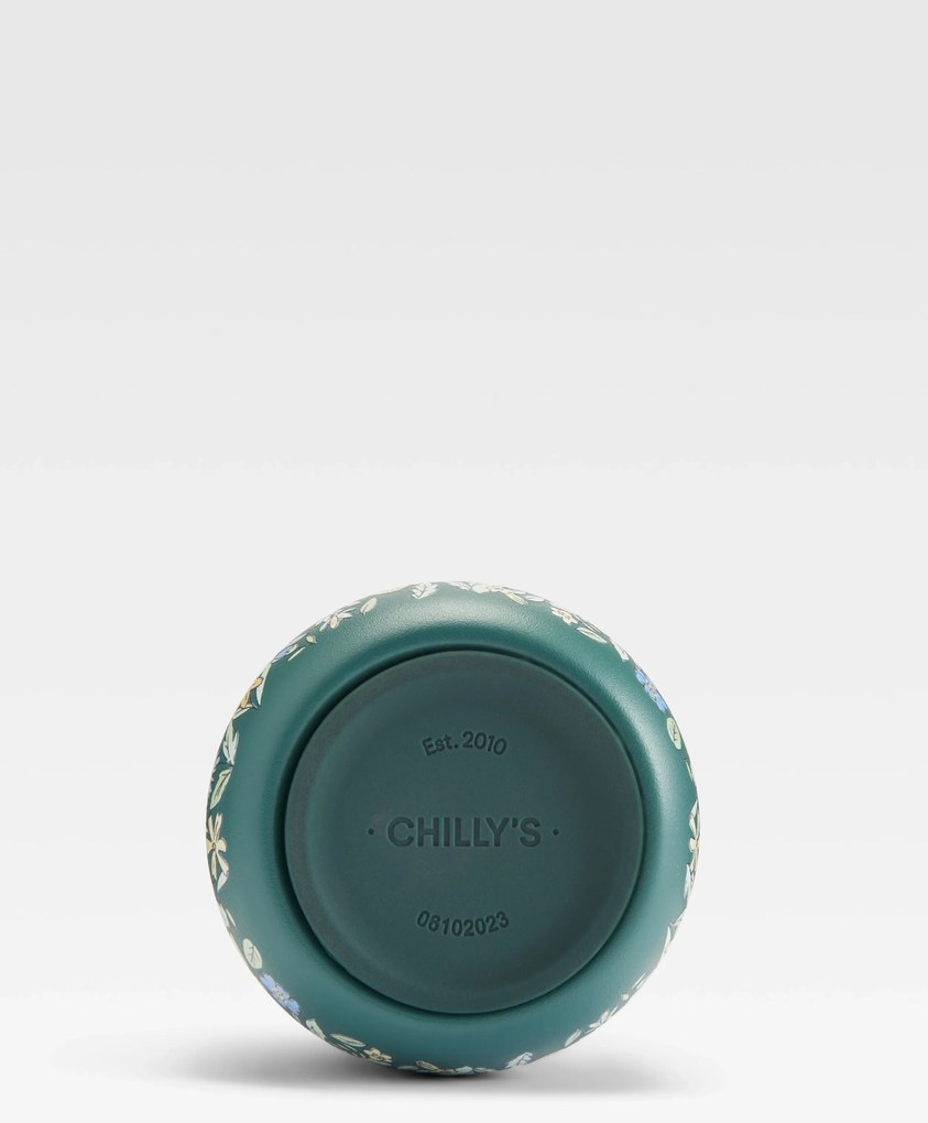 Chilly's Bottles termosz bögre - Pine Green 340ml, Summer Sprigs/Series 2 edition