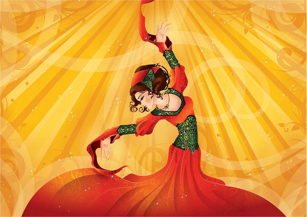 Fotótapéta Piros táncos arany háttér akcentus otthonra 200x140 +ragasztó