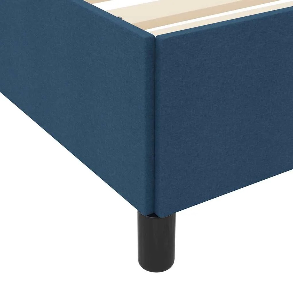 Boxrugós ágy Kék és Fekete 160 x 200 cm Textil és mérnöki fa