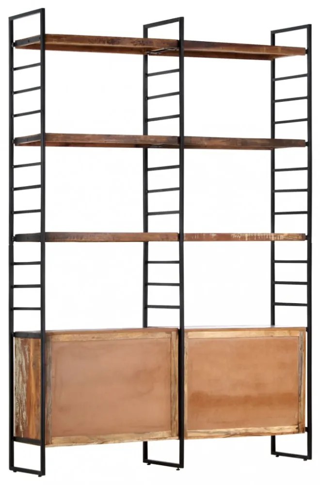 4 szintes tömör újrahasznosított fa könyvespolc 124x30x180 cm