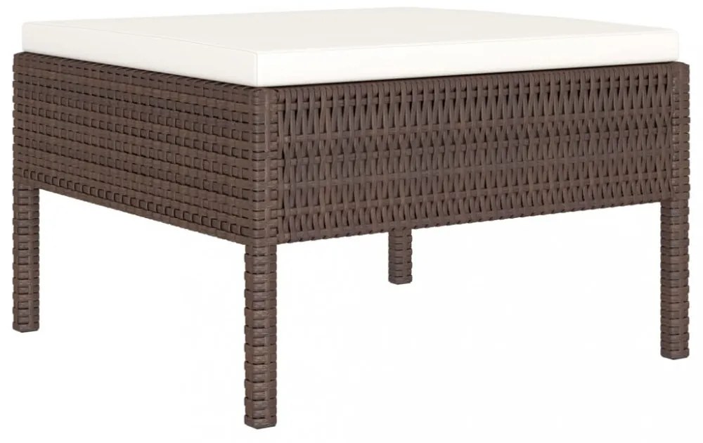 4 részes barna polyrattan kerti bútorszett párnákkal