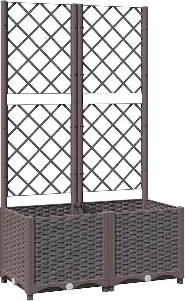 vidaXL barna polipropilén rácsos kerti ültetőláda 80 x 40 x 136 cm