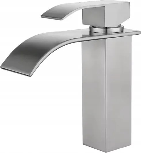 Mosdó Csaptelep Pultra Szerelhető Lapos Kifolyó Króm Csap Fürdőszoba +Csövek