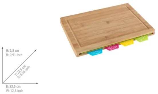 WENKO 53064100 - Vágódeszka 32,5x22,5 cm barna/tarka