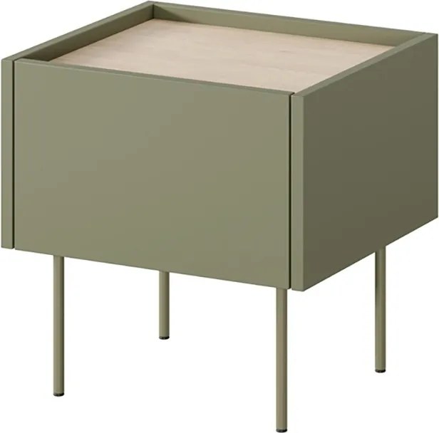 Éjjeliszekrény lábakon Desin Bogart, olíva szín, zöld, loft stílus