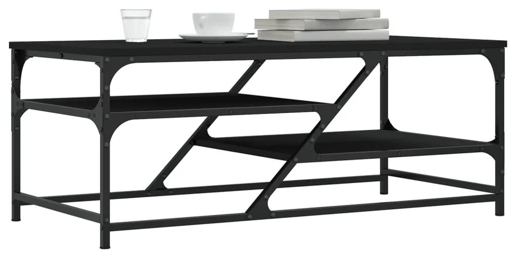 Fekete szerelt fa dohányzóasztal 100 x 49 x 40 cm