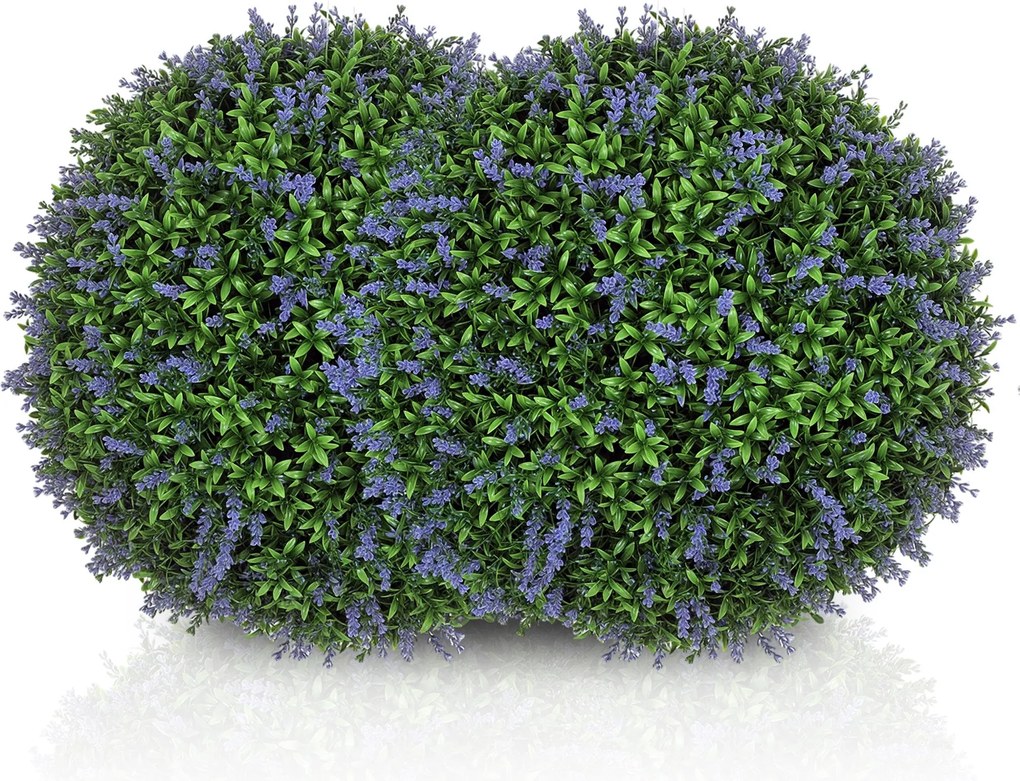 HOMCOM 2 db Műlevendula Készlet, 42 cm Benti Növény, Gömb Alakú Műnövény, Nagy Dekoratív Művirágok Otthonra, Irodába, Folyosóra, Kertbe, Lila+Zöld | A