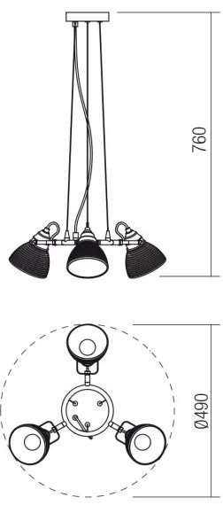 Redo 01-1450 - Csillár zsinóron RIDGE 3xE27/60W/230V