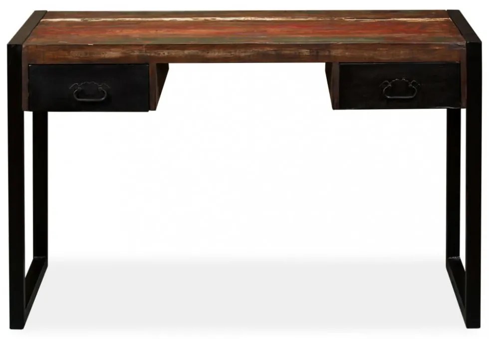 tömör újrahasznosított fa íróasztal 2 fiókkal 120 x 50 x 76 cm