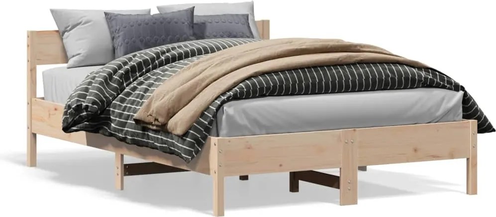 vidaXL tömör fenyőfa ágy matrac nélkül 120 x 190 cm