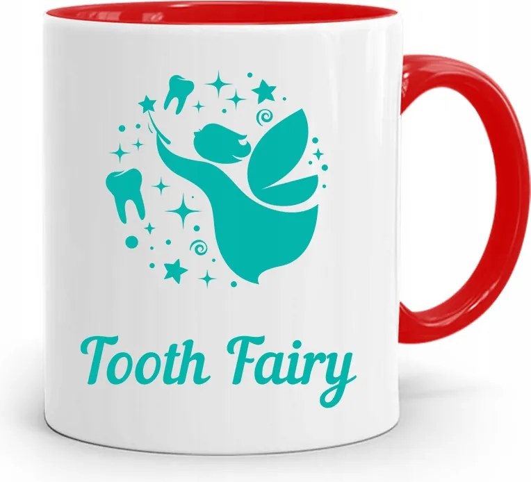 Piros Fogorvos Ajándék Bögre Tooth Fairy nyomott mintával