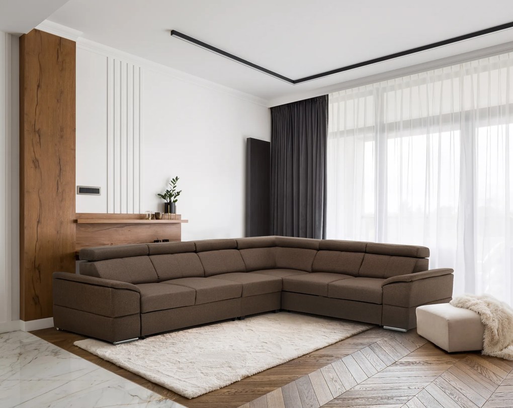 Ülőgarnitúra, szövet szürke-barna Taupe, SEGORIA LUX