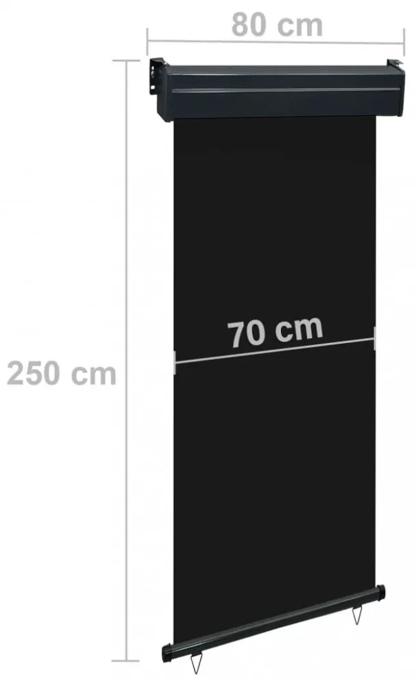 fekete erkély oldalnapellenző 85 x 250 cm
