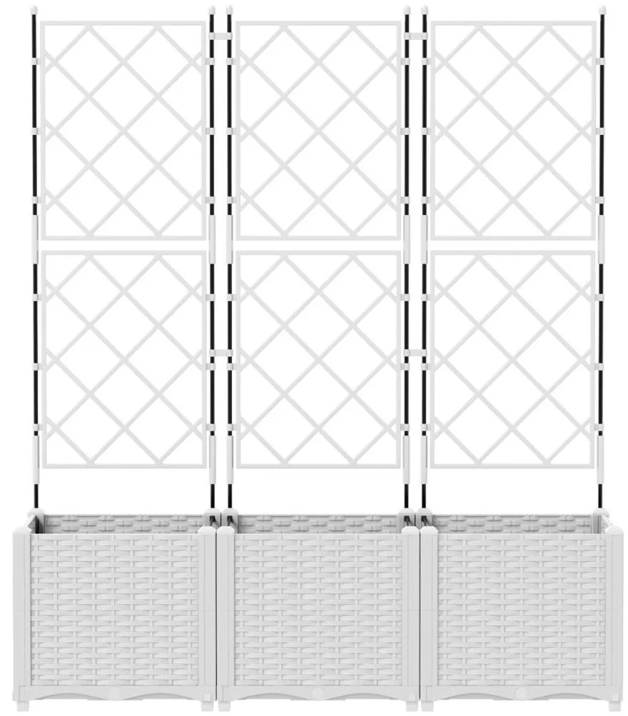 Kertész cserép rácsos változattal 3 pcs Fehér 120 x 40 x 143 cm