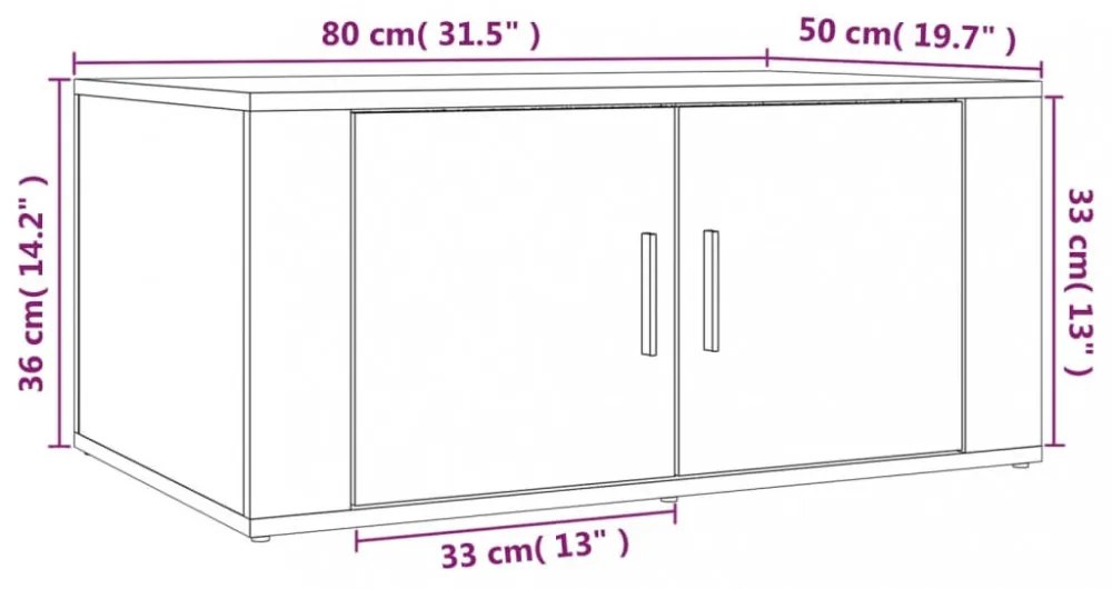 fekete szerelt fa dohányzóasztal 80 x 50 x 36 cm