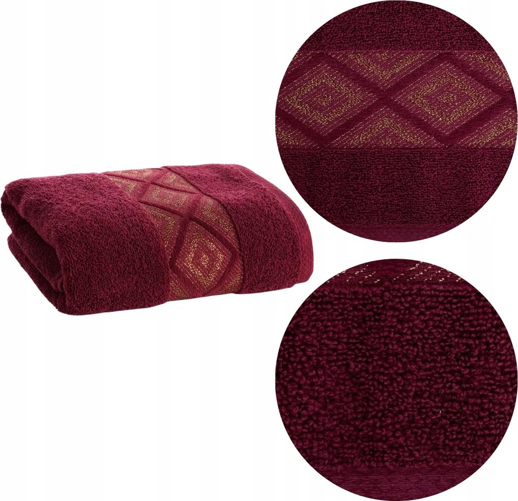 Azari Fürdőlepedő 50x90 cm Bordó Pamut Vastag Nedvszívó Spa