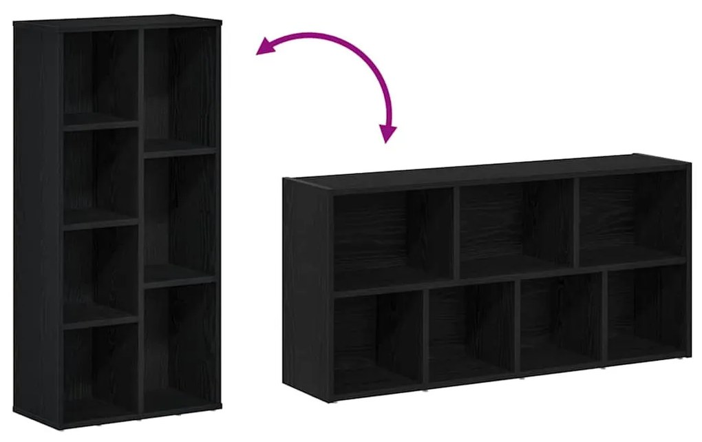 fekete tölgy szerelt fa könyvespolc 50x25x104 cm