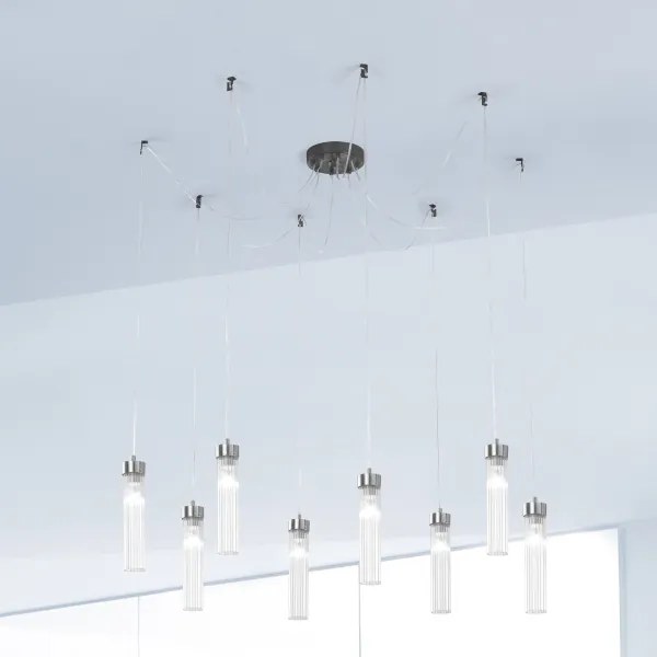 Kolarz 6009.30860 - Csillár zsinóron RAGGIO 8xE14/25W/230V pók matt króm