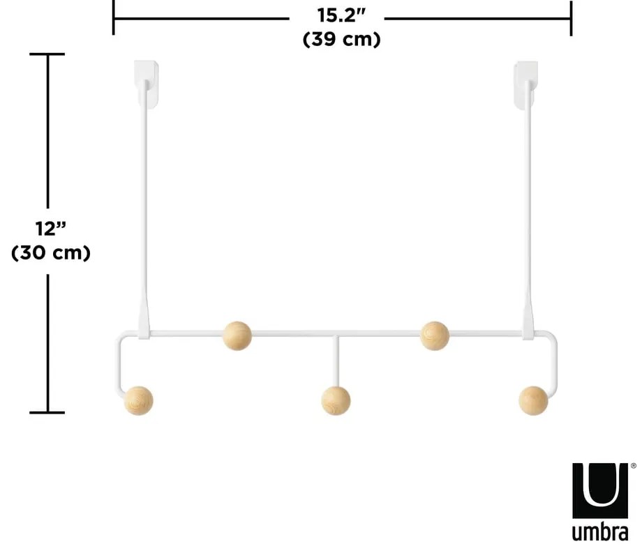 Fehér-natúr színű fém ajtófogas 39 cm Estique – Umbra