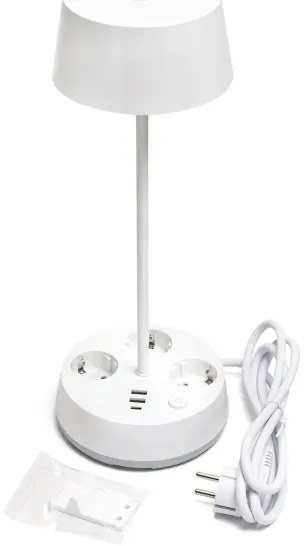 Aigostar - LED Dimmelhető asztali lámpa aljzatokkal és USB-porttal LED/4,6W/230V fehér