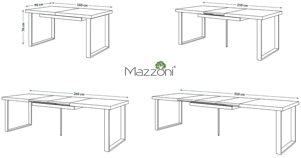 Mazzoni AVELLA Arany Tölgy - LOFT STÍLUSÚ 310 cm-re BŐVÍTHETŐ ASZTAL NAPPALIBA/ÉTKEZŐBE!