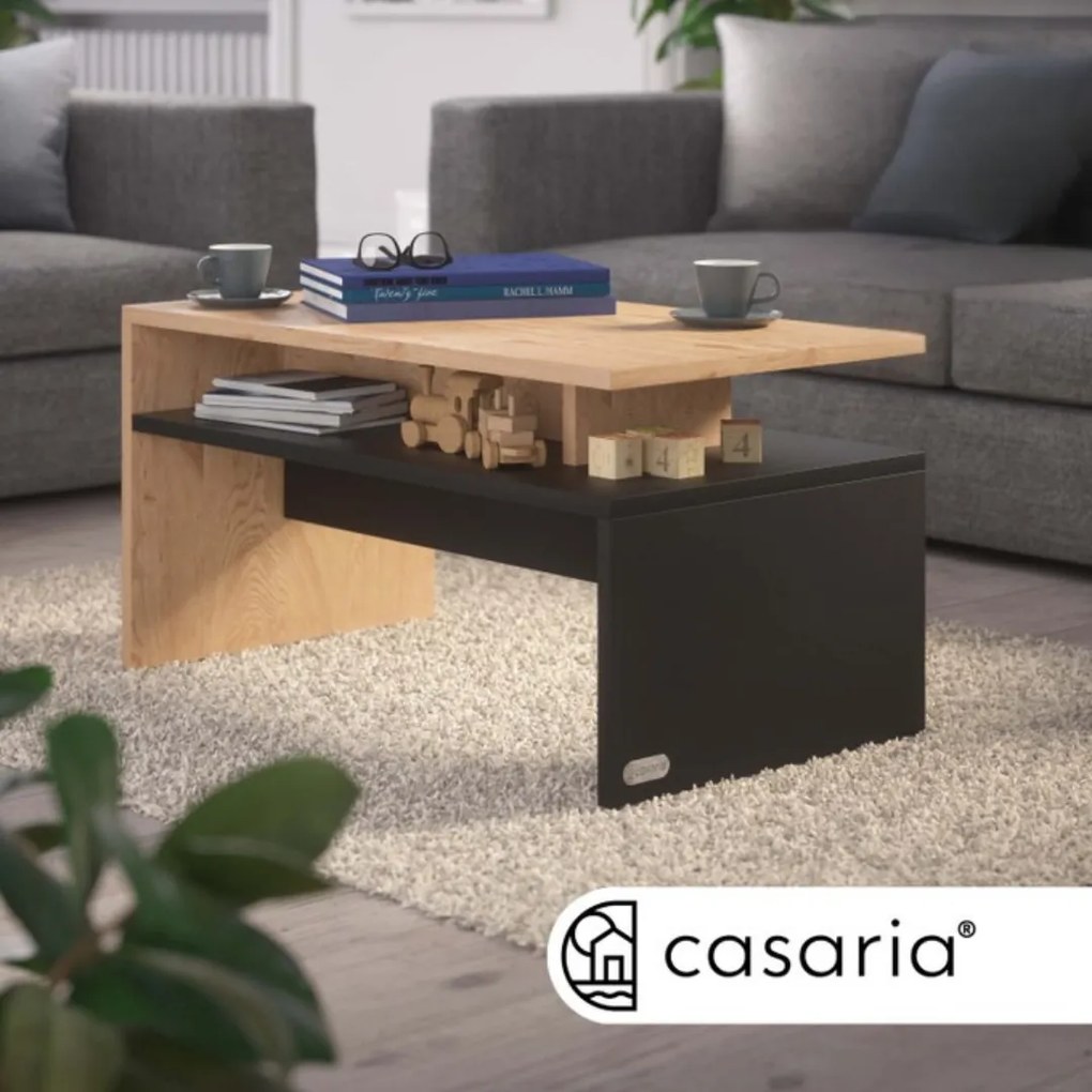 SACRAMENTO dohányzóasztal, 95x55x50cm, barna/szürke Casaria