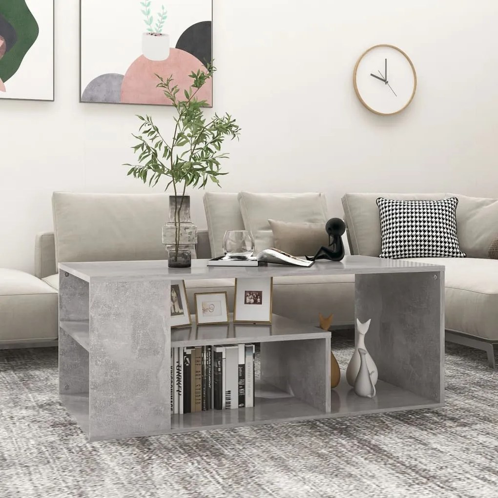 Betonszürke szerelt fa dohányzóasztal 100 x 50 x 40 cm