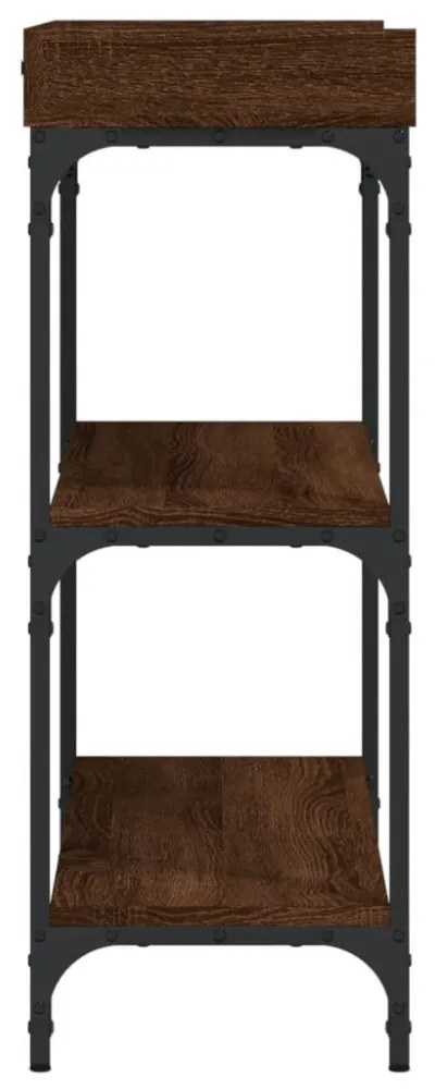 barna tölgyszínű tálalóasztal polcokkal 100 x 30 x 80 cm