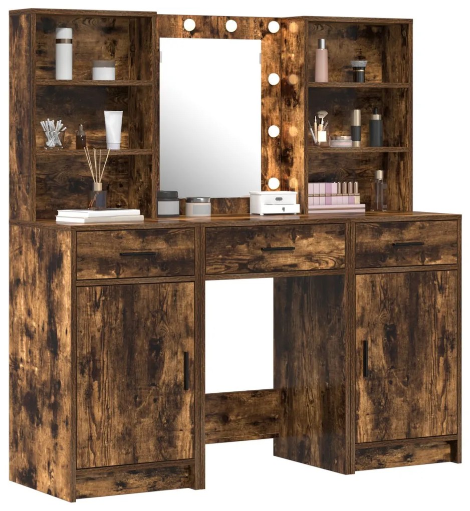 Sminkasztal Készlet 3 pcs Füstölt tölgy 50 x 41 x 135 cm