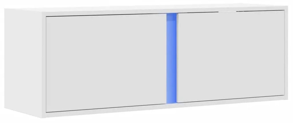fehér falra szerelhető TV-szekrény LED-lámpákkal 100x31x35 cm
