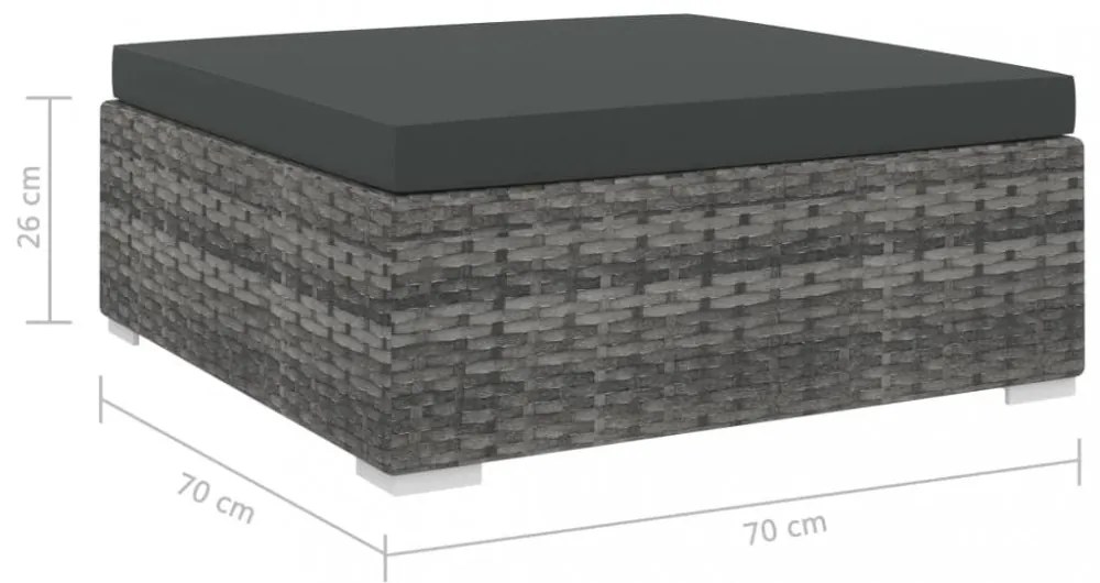 1 db szürke polyrattan moduláris lábtartó párnával