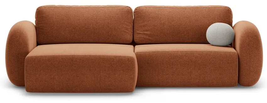 Téglavörös zsenília kinyitható-tárolóhelyes sarokkanapé Tonale – Cosmopolitan Design