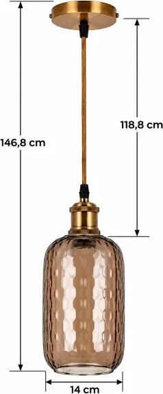 BRILAGI-LED kábeles függőlámpa RETRO GLASS 1xE27/60W/230V átm. 14 cm arany/füstbarna